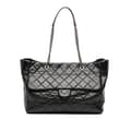 Pikkukuva 1 / 8: Pre-owned Chanel Large Quilted Glazed Calfskin Duo Color Tote Black