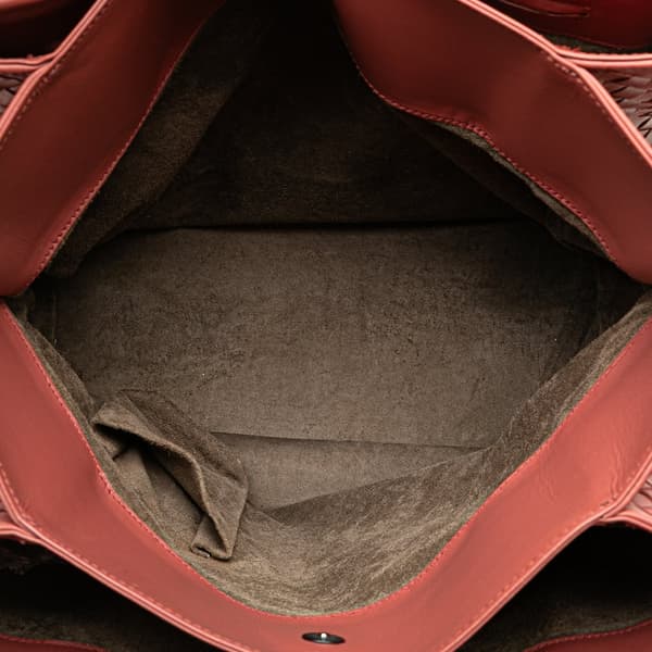 Pre-owned Bottega Veneta Medium Nappa Intrecciato Roma Tote Red