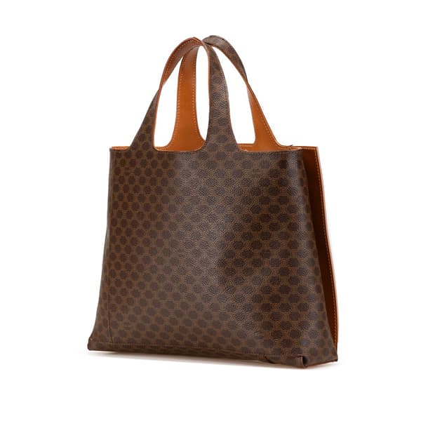 Pre-owned Celine Macadam Coated Canvas Tote Brown