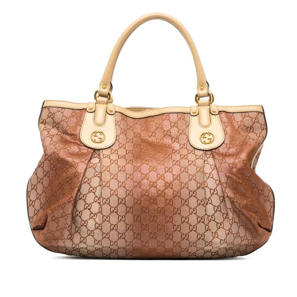 Pre-owned Gucci GG Lurex Scarlett Tote Brown