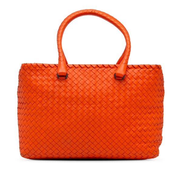 Pre-owned Bottega Veneta Nappa Intrecciato Brick Tote Orange