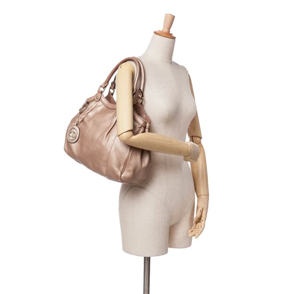 Pre-owned Gucci Medium Metallic Calfskin Sukey Tote Brown