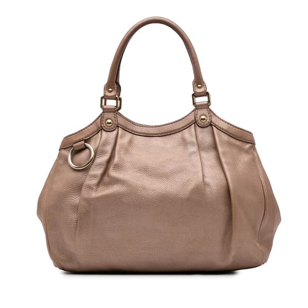 Pre-owned Gucci Medium Metallic Calfskin Sukey Tote Brown
