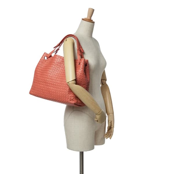 Pre-owned Bottega Veneta Medium Nappa Intrecciato Garda Tote Red