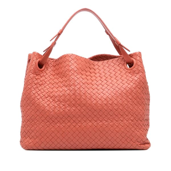 Pre-owned Bottega Veneta Medium Nappa Intrecciato Garda Tote Red