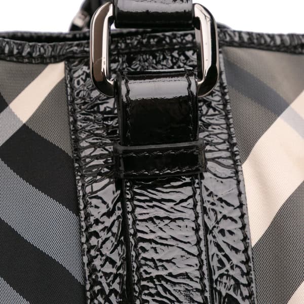 Pre-owned Burberry Beat Check Nylon Victoria Tote Gray