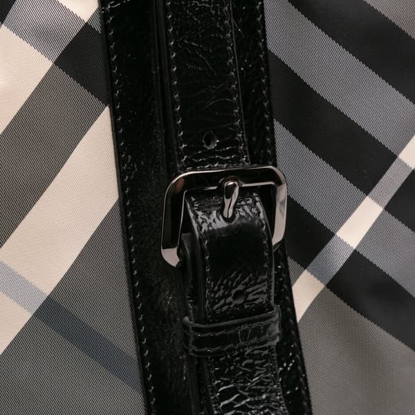 Pre-owned Burberry Beat Check Nylon Victoria Tote Gray