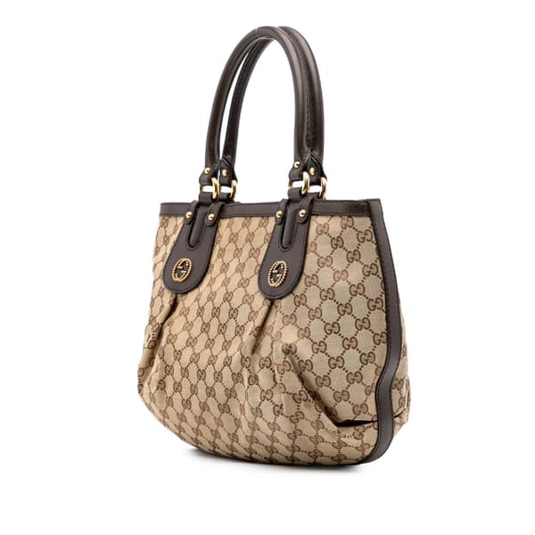 Pre-owned Gucci GG Canvas Scarlett Tote Brown