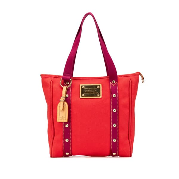 Pre-owned Louis Vuitton Antigua Cabas MM Tote Red