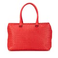 Miniatyrbillede 1 af 10: Pre-owned Bottega Veneta Nappa Intrecciato Brick Tote Red