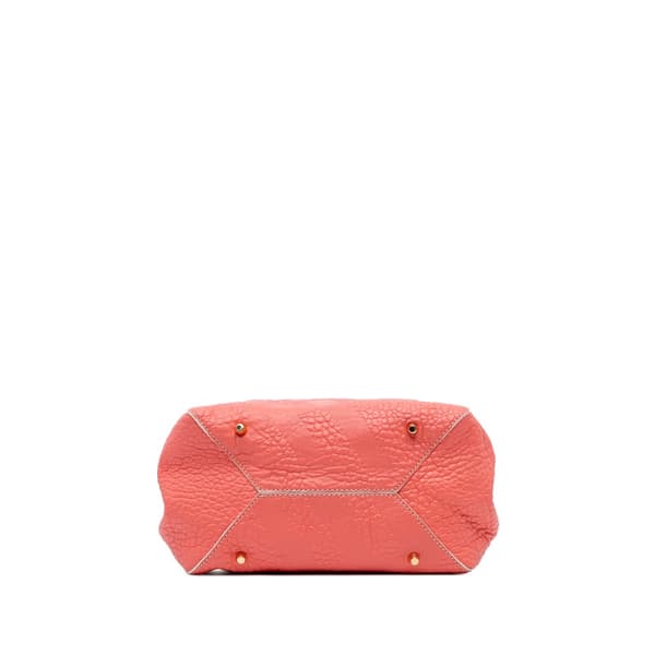 Pre-owned Burberry Small Embossed Grain Check Canterbury Tote Pink