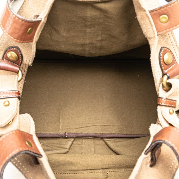 Pre-owned Burberry Denim Logo Tote Brown
