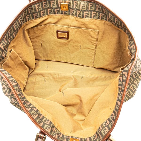 Pre-owned Fendi Large Zucchino Canvas Tote Brown