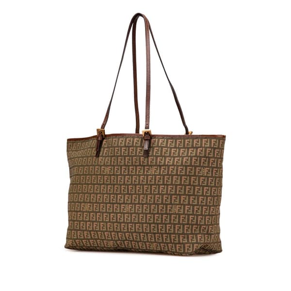 Pre-owned Fendi Large Zucchino Canvas Tote Brown