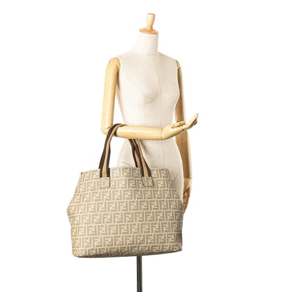 Pre-owned Fendi Zucca Spalmati Tote Brown