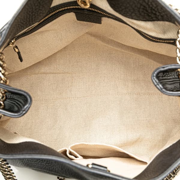 Pre-owned Gucci Medium Leather Soho Chain Tote Black