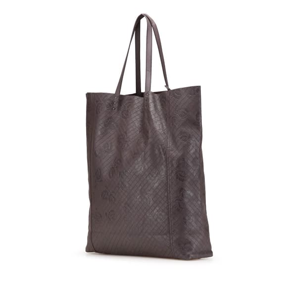 Pre-owned Bottega Veneta Leather Intrecciomirage Butterfly Tote Brown