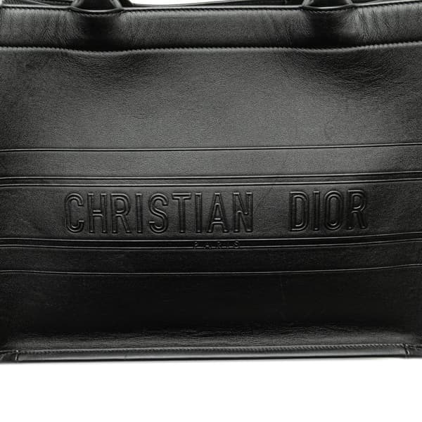 Pre-owned Dior Medium Embossed Leather Book Tote Black