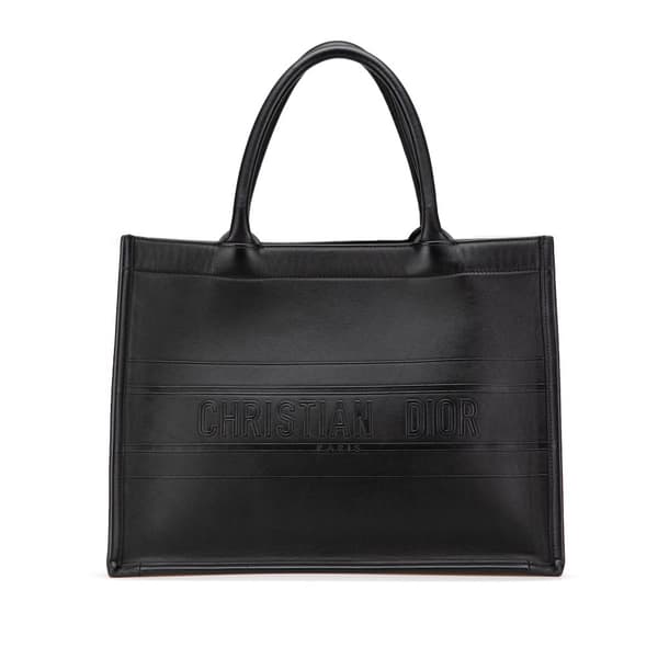 Pre-owned Dior Medium Embossed Leather Book Tote Black