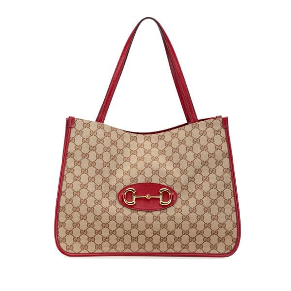 Pre-owned Gucci GG Canvas Horsebit 1955 Tote Brown