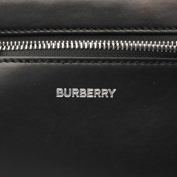 Pre-owned Burberry Grained Calfskin Logo Kane Tote Black