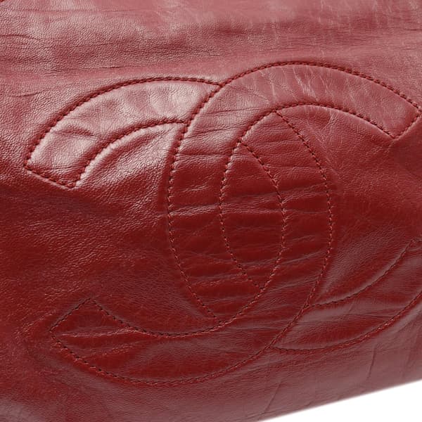 Pre-owned Chanel CC Lambskin Timeless Frame Tote Red