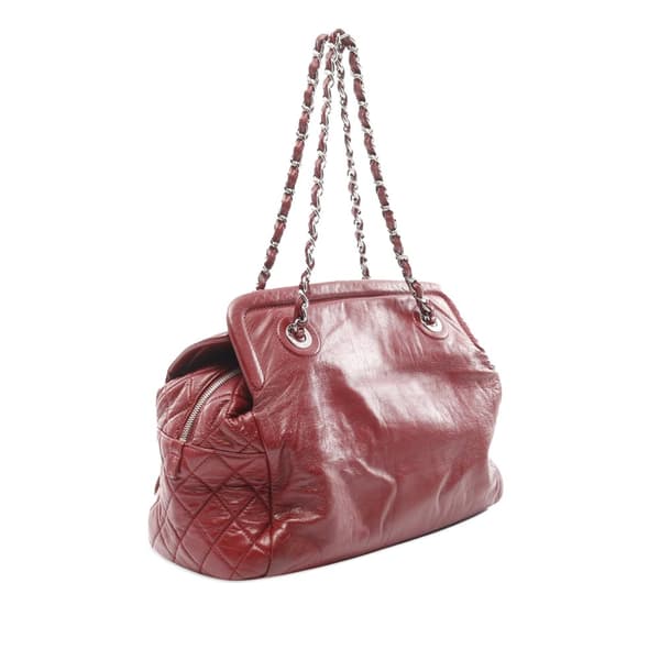 Pre-owned Chanel CC Lambskin Timeless Frame Tote Red