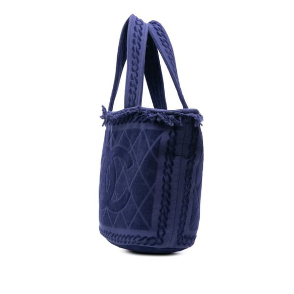 Pre-owned Chanel CC Terry Cloth Beach Tote Blue