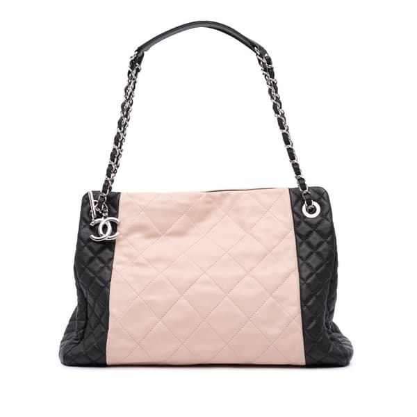 Pre-owned Chanel Bicolor Quilted Lambskin Shopping Tote Brown