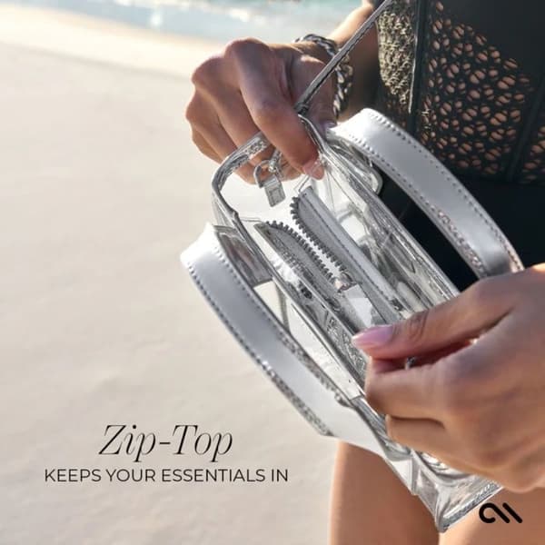 Mate Micro Tote Bag CaseVattentät axelväska (kromad silver/transparent)