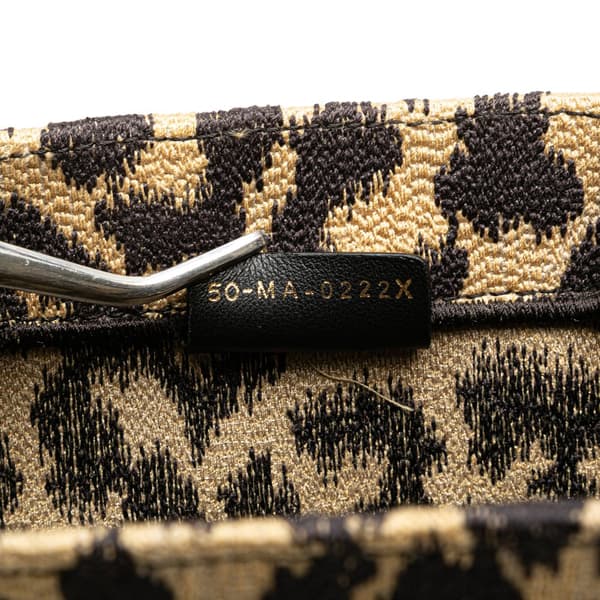 Pre-owned Dior Mizza Small Embroidered Canvas Leopard Book Tote Brown