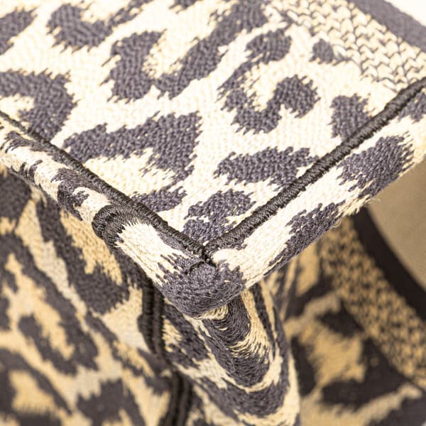 Pre-owned Dior Mizza Small Embroidered Canvas Leopard Book Tote Brown
