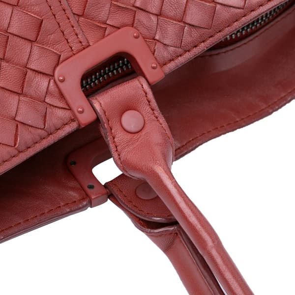 Pre-owned Bottega Veneta Nappa Intrecciato Tote Red