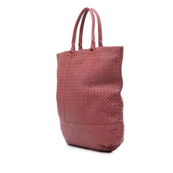 Pre-owned Bottega Veneta Nappa Intrecciato Tote Red