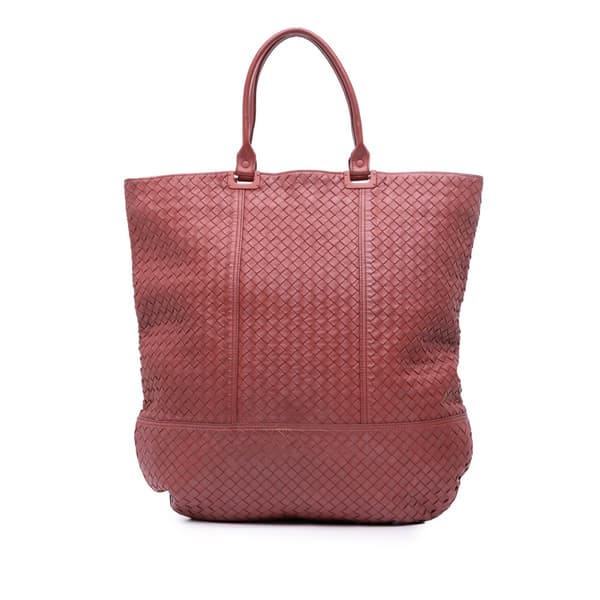 Pre-owned Bottega Veneta Nappa Intrecciato Tote Red