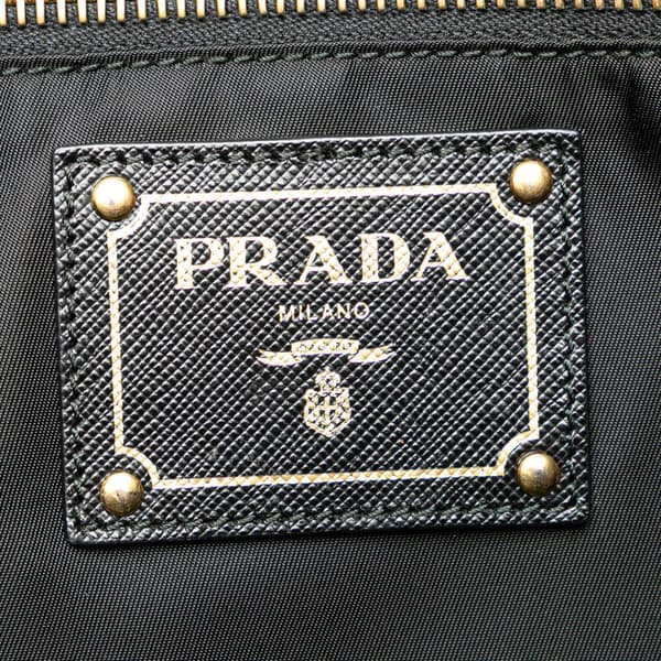 Pre-owned Prada Saffiano Trimmed Tessuto Tote Black
