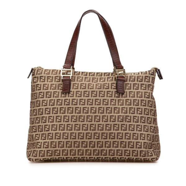 Pre-owned Fendi Zucchino Canvas Tote Brown
