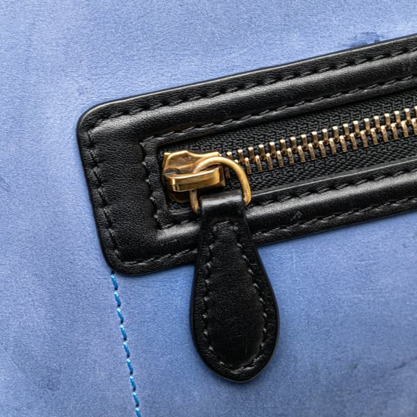 Pre-owned Celine Mini Tricolor Nubuck and Smooth Calfskin Luggage Tote Blue