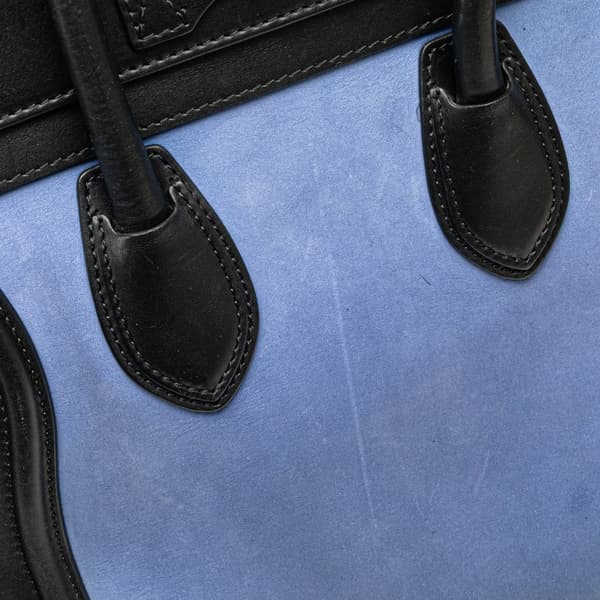 Pre-owned Celine Mini Tricolor Nubuck and Smooth Calfskin Luggage Tote Blue