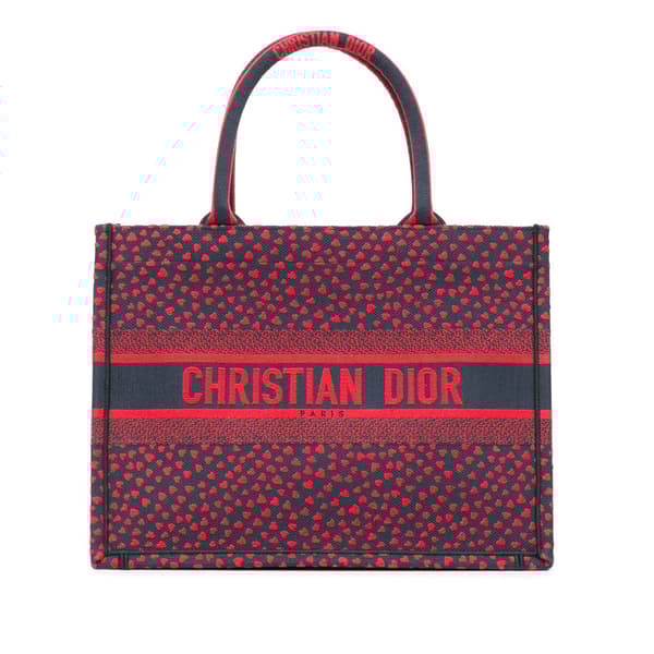 Pre-owned Dior Medium Canvas Pop Hearts I Love Paris Book Tote Red