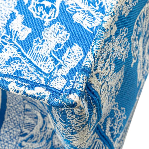 Pre-owned Dior Medium Canvas Embroidered Dioriviera Toile De Jouy Book Tote Blue
