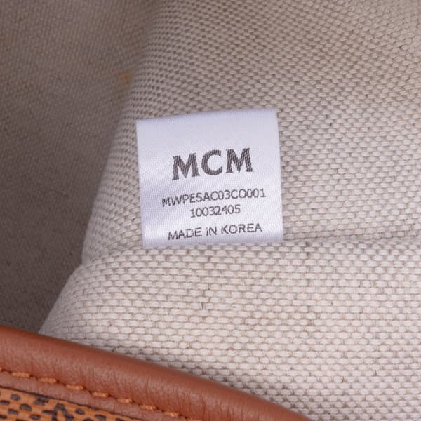 Pre-owned MCM Medium Lauretos Coated Canvas Himmel Shopper Tote Brown