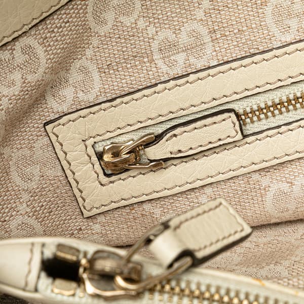Pre-owned Gucci Medium Leather Bamboo Diana Tote White