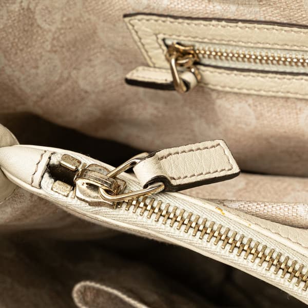 Pre-owned Gucci Medium Leather Bamboo Diana Tote White