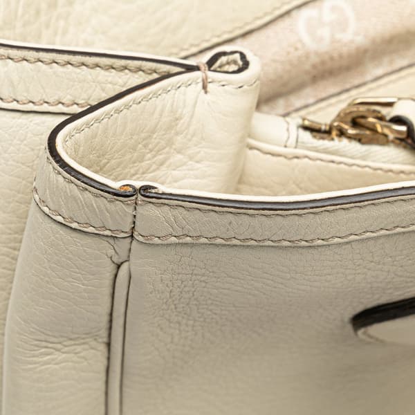 Pre-owned Gucci Medium Leather Bamboo Diana Tote White