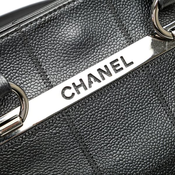 Pre-owned Chanel Caviar Choco Bar Tote Black