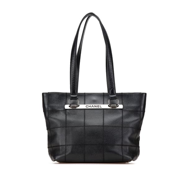 Pre-owned Chanel Caviar Choco Bar Tote Black