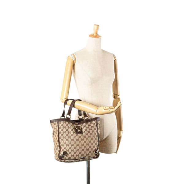 Pre-owned Gucci GG Canvas Abbey D Ring Tote Brown
