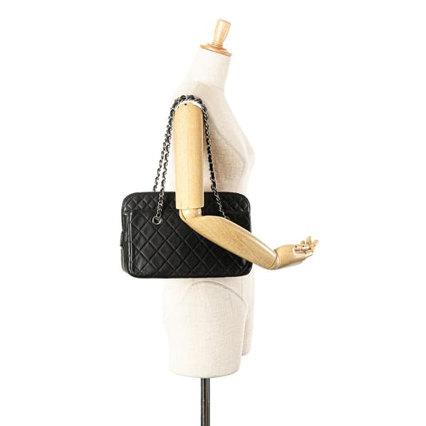 Pre-owned Chanel Large Quilted Calfskin In The Business Camera Bag Black