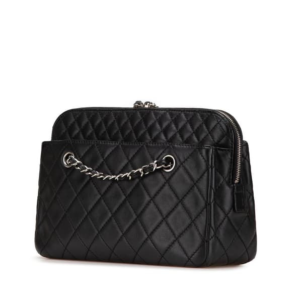 Pre-owned Chanel Large Quilted Calfskin In The Business Camera Bag Black